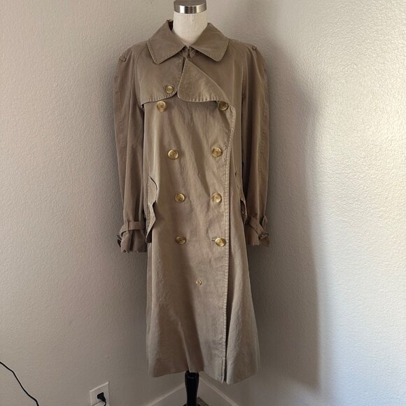 Burberry Jackets & Blazers - Vintage Burberry Trench Coat Peter Pan Neckline Double Breasted Cotton Buckle M